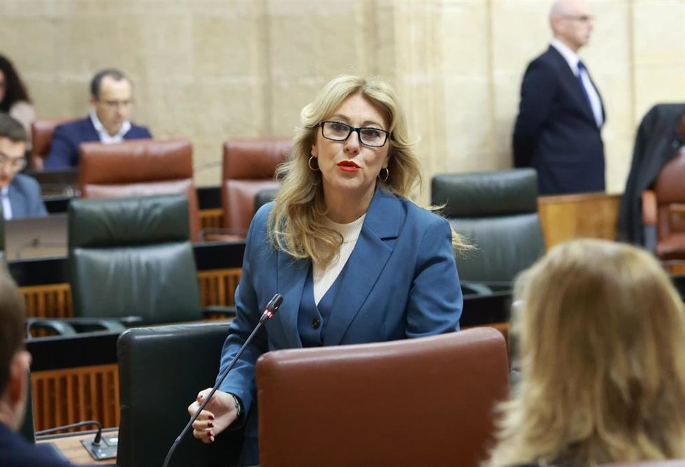 La consejera de Economía, Hacienda y Fondos Europeos, Carolina España, en pleno parlamentario este jueves, 06 de febrero de 2025.