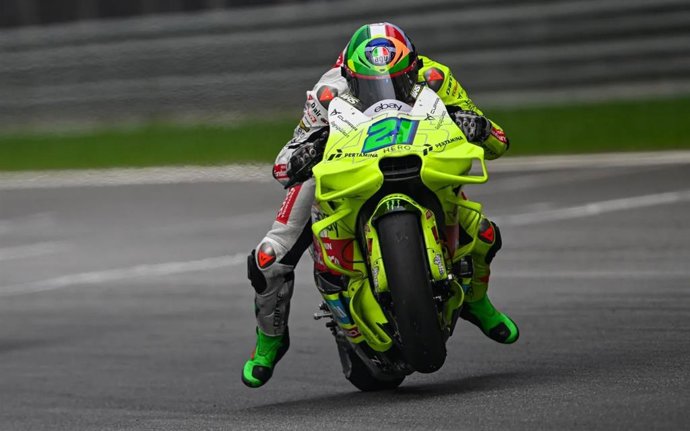El pìloto italiano Francesco Morbidelli durante el test de MotoGP de Sepang