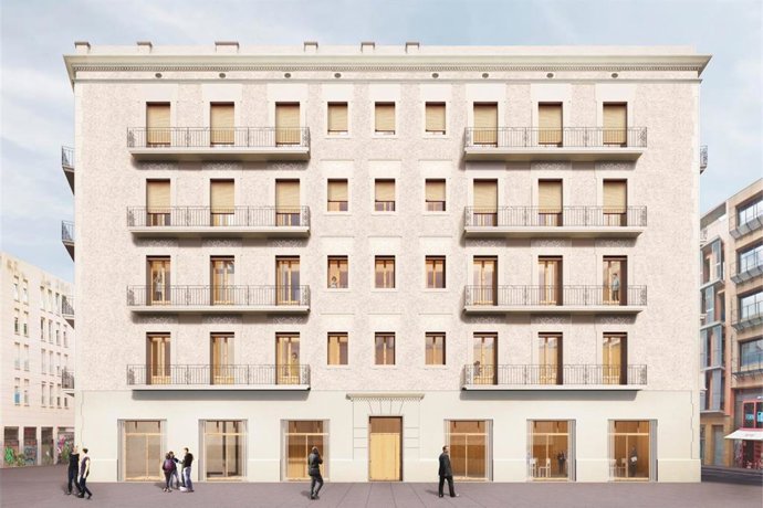 El edificio ubicado en el pasaje Sant Bernat 9, en el barrio del Raval del distrito de Ciutat Vella, que acogerá la futura escuela de música de Barcelona