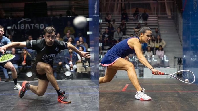 Los jugadores de squash Iker Pajares y Marta Domínguez.