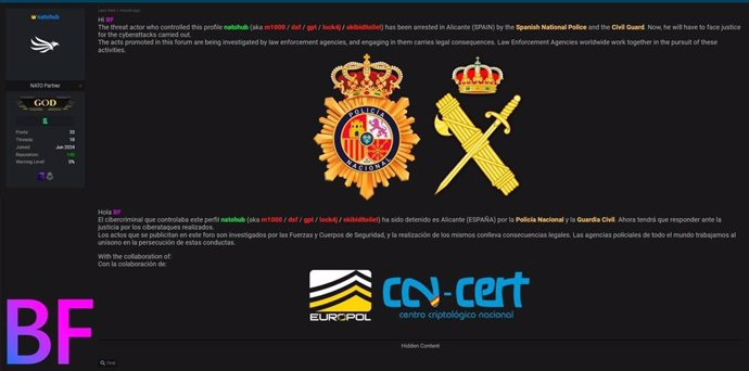 La Policia deixa un 'avís' en el fòrum del hacker que va atacar a 40 organismes: "Els ciberatacs són perseguits"