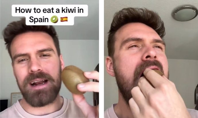 Un inglés en España responde a las críticas por comer el kiwi 'a la inglesa': "Esto es un vídeo para los españoles"