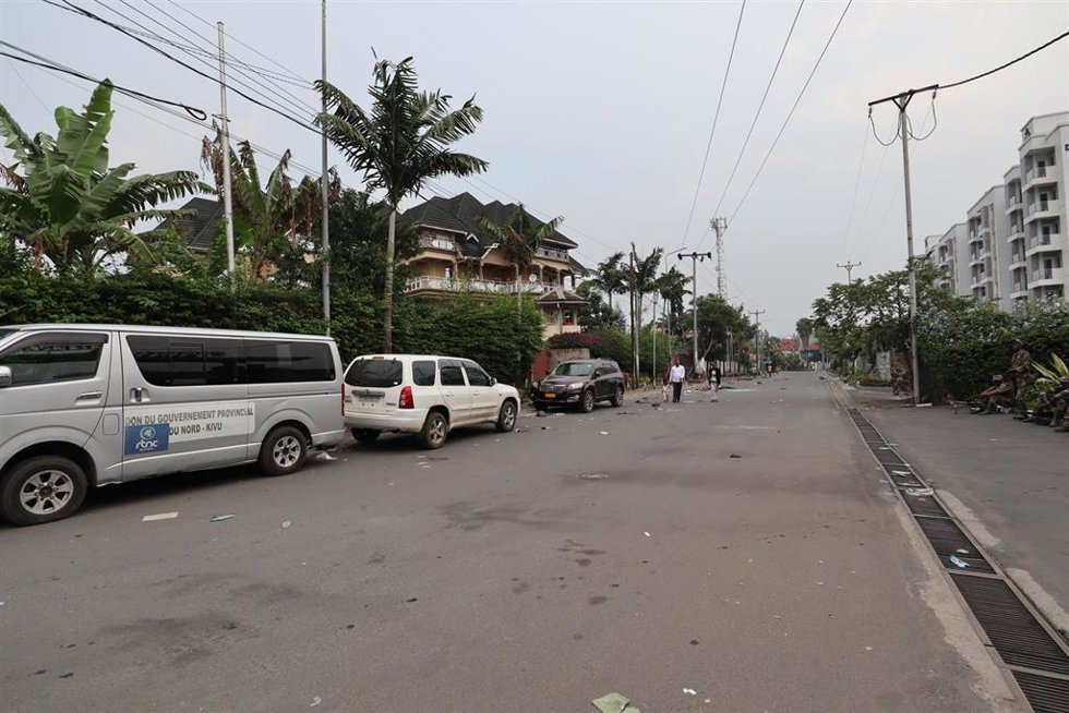 Una calle vacía en la ciudad congoleña de Goma, capital de Kivu Norte