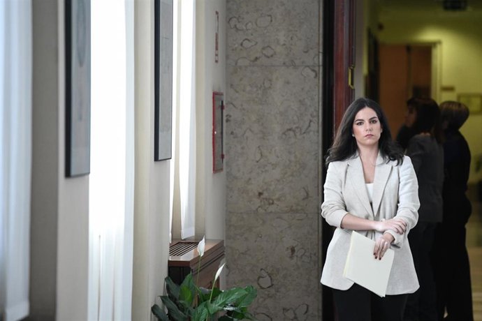 La portavoz de VOX en el Congreso, Pepa Millán, a su llegada a una reunión de la Junta de Portavoces, en el Congreso de los Diputados, a 4 de febrero de 2025, en Madrid (España).