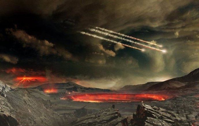 Ilustración artística de la Tierra en formación