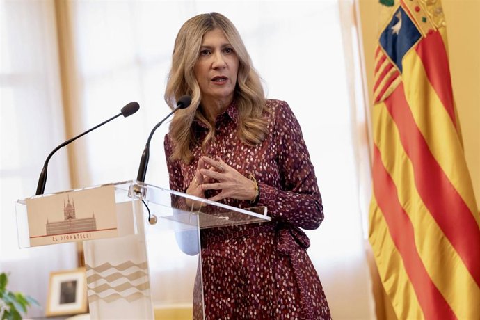La vicepresidenta del Gobierno de Aragón, Mar Vaquero, en su compaecencia de este viernes.