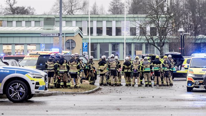 February 4, 2025, Orebro, SWEDEN: Eleven people have been shot dead at the adult education center Campus Risbergska school in Ã–rebro, Sweden, on February 4, 2025. .Photo: Andreas Bardell / Aftonbladet / TT Code 2916