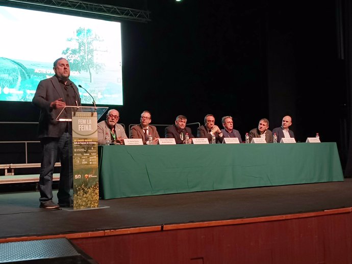 El presidente de ERC, Oriol Junqueras, en el 14 Congreso de Unió de Pagesos