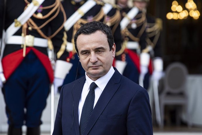 Archivo - June 23, 2021, Paris, France, France: French President and Prime Minister of Kosovo Albin Kurti give a press briefing before their meeting at the Elysee Palace.