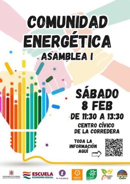Cartel de la asamblea constitutiva de la comunidad energética.