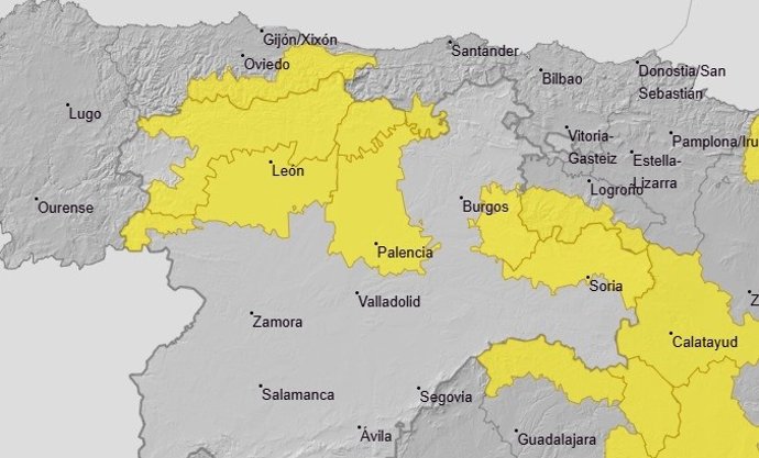 Avisos para este sábado en Castilla y León