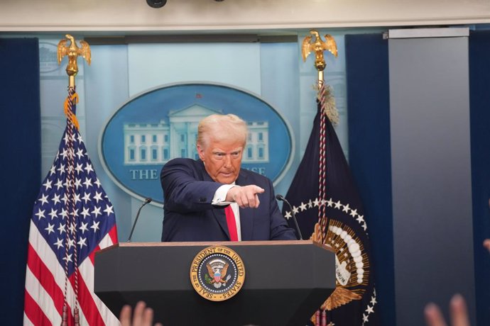 30 January 2025, US, Washington: US President Donald Trump speaks during a press conference at the White House. Photo: Andrew Leyden/ZUMA Press Wire/dpa