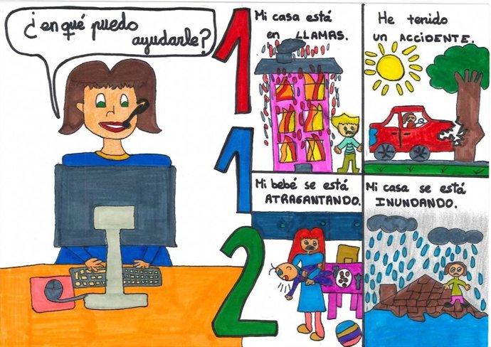 Dibujo ganador del Concurso de Dibujo Escolar del Servicio 112.