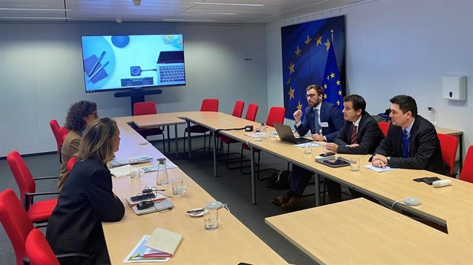 Imagen de la reunión del consejero Irujo y Enercluster con representantes de la Comisión Europea.