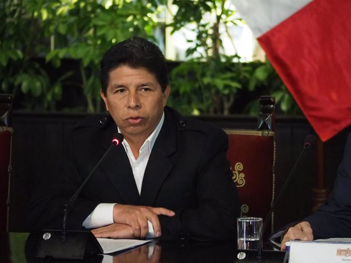 Archivo - October 11, 2022, Lima, Lima, Peru: Pedro Castillo, president of Peru, gives an emergency press conference to foreign correspondents accredited in Peru and denounces as an attempted coup d'état being constitutionally denounced by the nation's pr