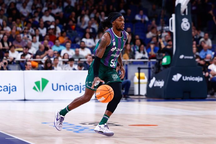 Archivo - Kendrick Perry of Unicaja in action during the Spanish League, Liga ACB Endesa, basketball match played between Real Madrid and Unicaja at WiZink Center on December 8, 2024, in Madrid, Spain.