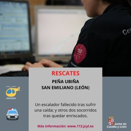 Imagen compartida por el 112 CyL con información sobre dos sucesos en Peña Ubiña (León).
