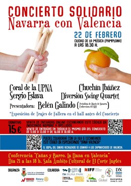 Cartel del concierto solidario 'Navarra con Valencia'.
