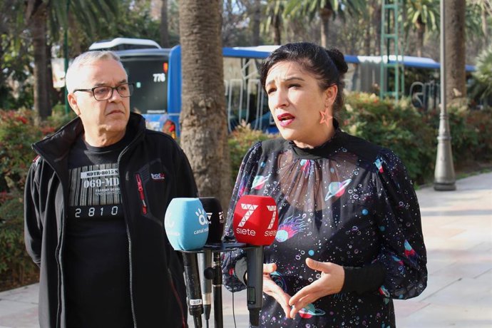 La coordinadora provincial de IU Málaga, Toni Morillas, en rueda de prensa.