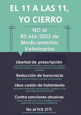 Cartel del paro de veterinarios.