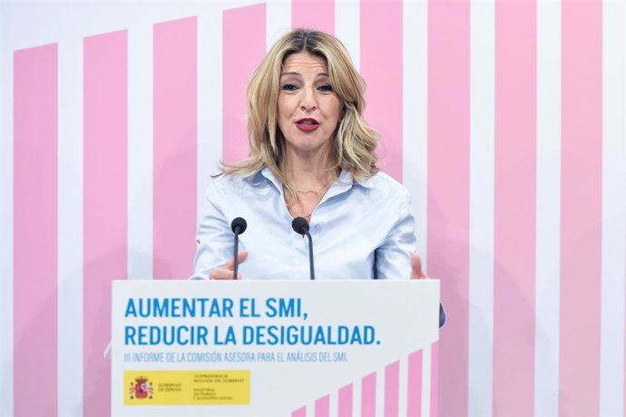 La vicepresidenta segunda del Gobierno y ministra de Trabajo y Economía Social, Yolanda Díaz, recibirá el III Informe de la Comisión Asesora para el SMI de manos de su relatora, la catedrática de Economía Aplicada de la Universidad de Oviedo y vicepreside