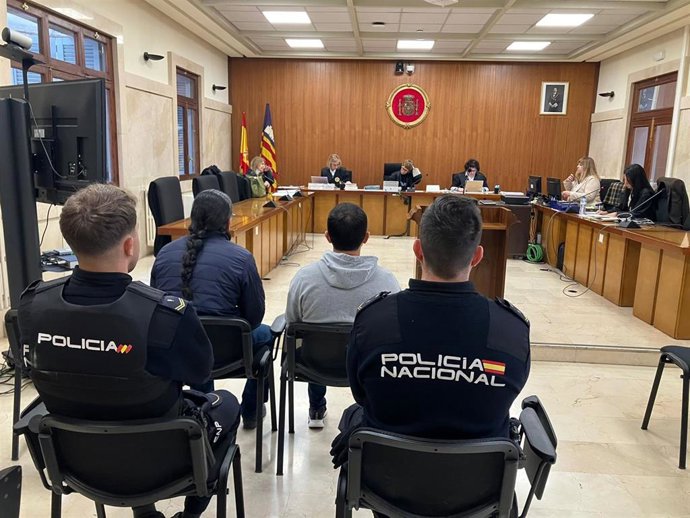 Los dos hermanos acusados, de espaldas, este lunes en la Audiencia Provincial de Palma.