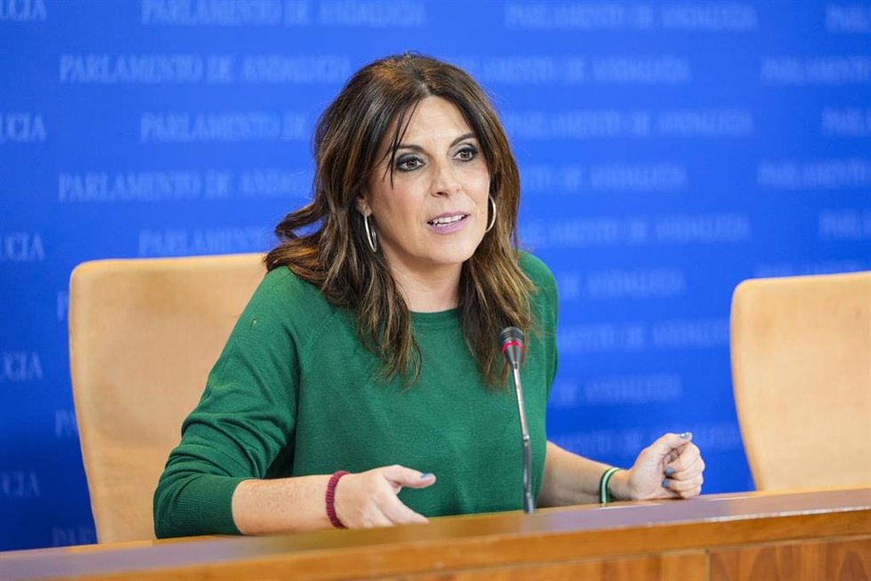 Ángeles Férriz, en una imagen de archivo de una rueda de prensa en el Parlamento de Andalucía.