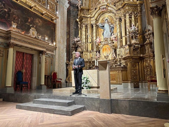 El alcalde de Barcelona, Jaume Collboni, en la inauguración de la iglesia de Sant Sever, que abrirá sus puertas cuatro días tras su restauración
