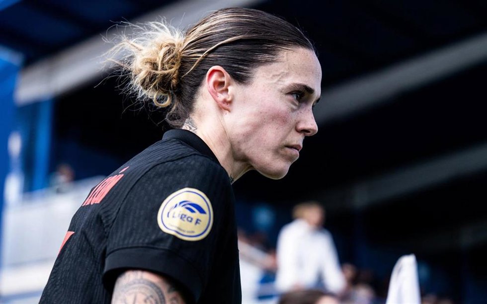 La jugadora del Bara Femení Mapi León en el partido de la Liga F contra el RCD Espanyol
