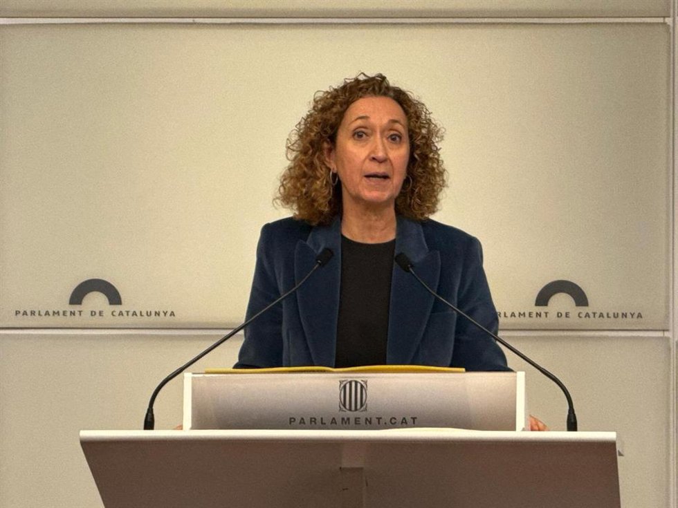La portavoz de ERC en el Parlament, Ester Capella, en rueda de prensa este martes