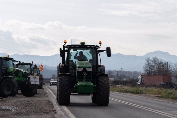 Tractors durant una marxa dels pagesos