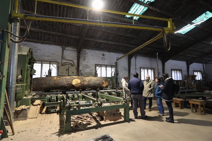 El consejero de Desarrollo Rural y Medio Ambiente, José Mari Aierdi, en la visita a la serrería Lasterbide de Espinal