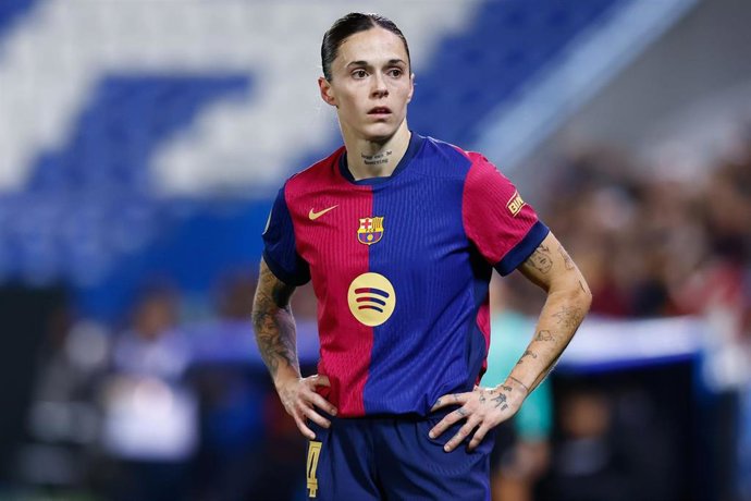 Mapi León, durante un partido con el FC Barcelona.