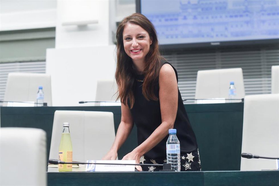 Archivo - La concejala del PP Andrea Levy, durante un pleno del Ayuntamiento de Madrid