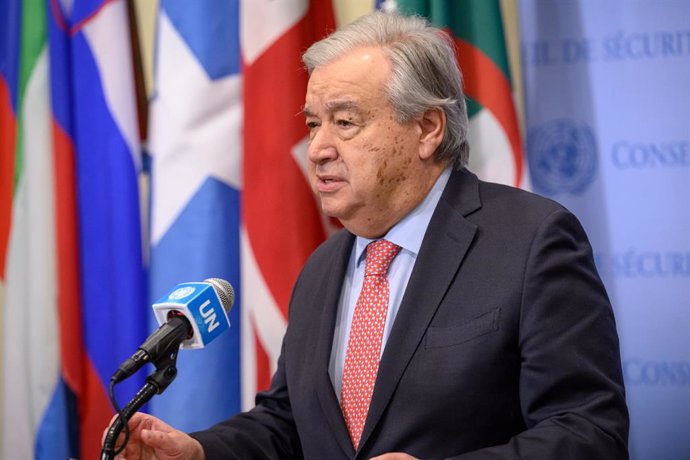 UNITED NATIONS, Feb. 7, 2025  -- UN Secretary-General Antonio Guterres briefs reporters at the UN headquarters in New York, Feb. 6, 2025.   UN Secretary-General Antonio Guterres on Thursday called for more efforts to end the crisis in the eastern Democrat