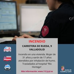 Gráfico elaborado por el 112 con datos de los afectados en el incendio en Valladolid