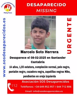 Cartel del menor desaparecido.