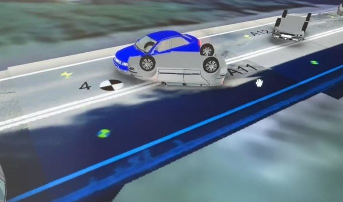 Imagen de la recreación del accidente mortal en la C-14 en Alcover (Tarragona)