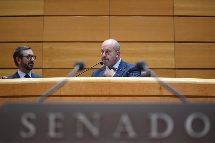Archivo - El presidente del Senado, Pedro Rollán, durante una sesión plenaria, en el Senado, a 18 de septiembre de 2024, en Madrid (España). El Senado emulará hoy al Congreso de los Diputados y sacará adelante una moción presentada por el PP, que tiene ma