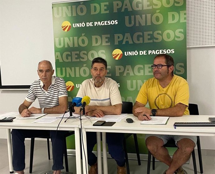 Archivo - El responsable del sector porcino de Unió de Pagesos, Rossend Saltiveri; el responsable de Ganaderos, Jordi Armengol, y el miembro de la sectorial de porcino, Josep Maria Cortasa.