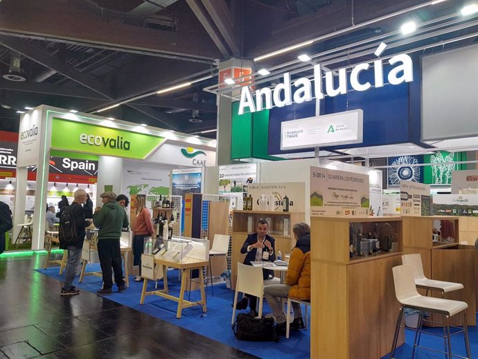 Imagen del stand de Andalucía en la feria agroalimentaria de BioFach 2025 en Nuremberg (Alemania).