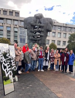El secretario general de CCOO de Asturias, José Manuel Zapico, presenta las propuestas en empleo y en la transición hacia una industria más sostenible. Frente al Monumento al Minero.