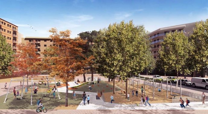 Imagen de la propuesta ganadora "Rock & Roll" para transformar el área infantil de los Jardines Celestina Vigneaux