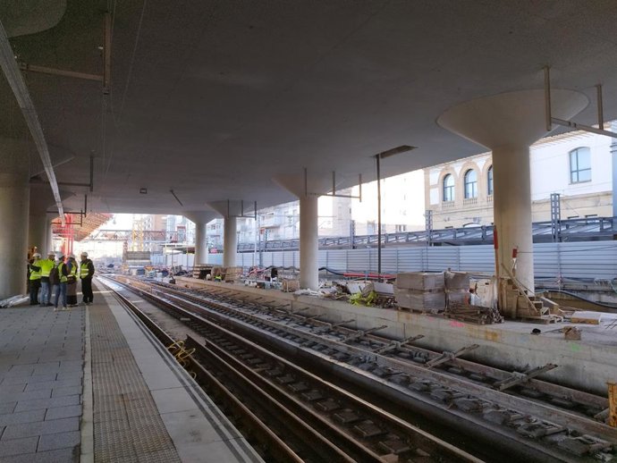 Estación del Norte de San Sebastián en obras.