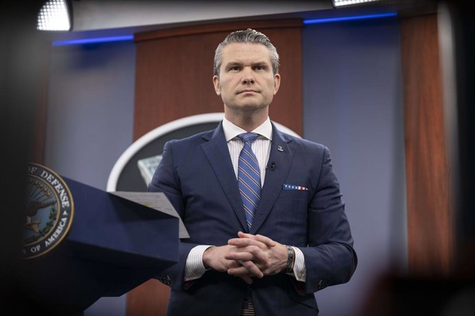 31 de janeiro de 2025, Washington, Dc, Estados Unidos da América: O secretário de Defesa dos EUA, Pete Hegseth, participa de uma entrevista ao vivo, via controle remoto, com o programa Fox and Friends, da Fox News, no Pentágono, em 31 de janeiro de 2025, 