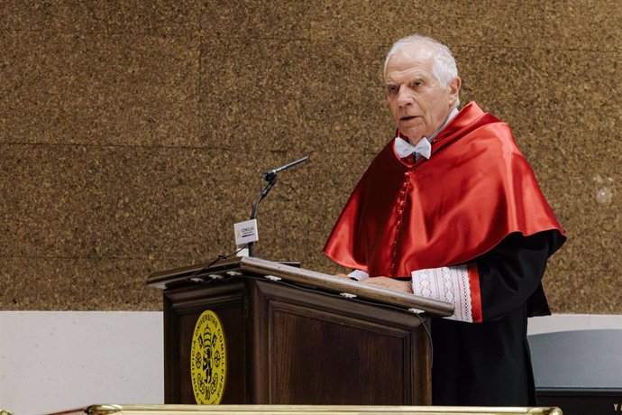 El ex Alto Representante de Política Exterior de la Unión Europea Josep Borrell, es investido como Doctor Honoris Causa por la Universidad Pontificia de Comillas, a 12 de febrero de 2025, en Madrid (España). La Facultad de Derecho de la Universidad Pontif