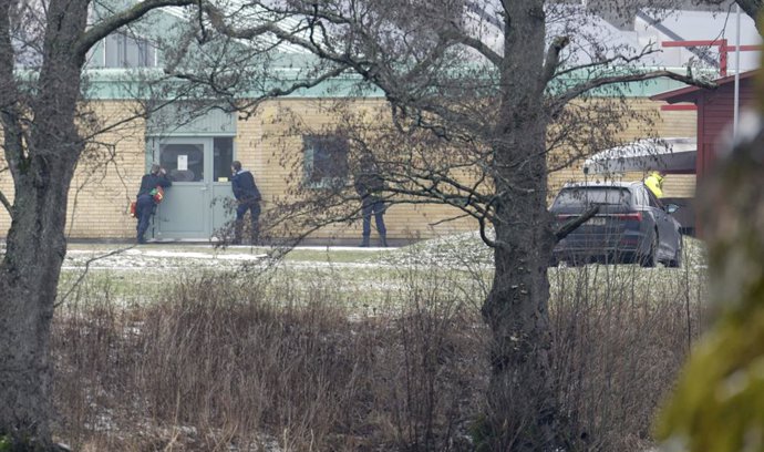 February 4, 2025, Orebro, SWEDEN: Eleven people have been shot dead at the adult education center Campus Risbergska school in Ã–rebro, Sweden, on February 4, 2025. .Photo: Pavel Koubek / Aftonbladet / TT kod 85706