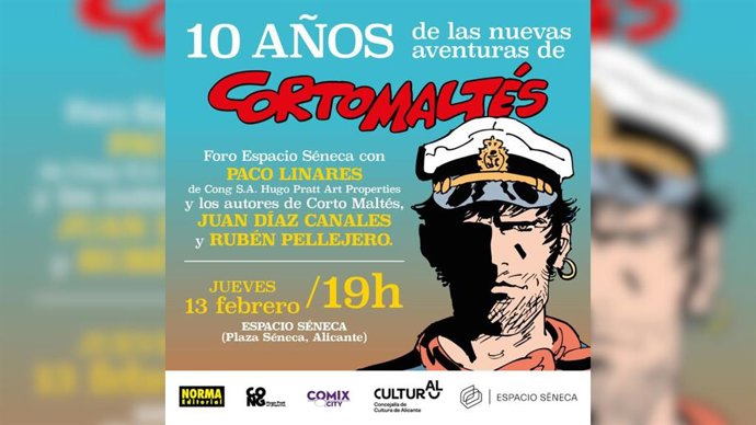 La década de las "nuevas aventuras" de Corto Maltés centra el primer Foro Espacio Séneca de 2025 en Alicante.