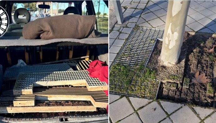 Pillan a un conductor con rejillas de alcorques robadas en Leganés