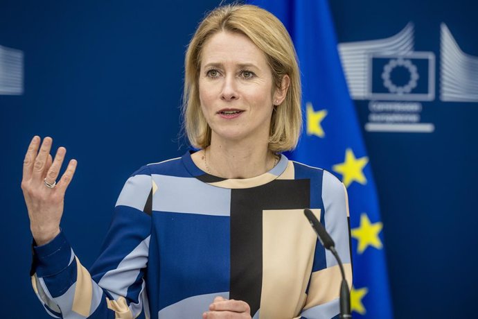 February 4, 2025, Brussels, Belgium: High Representative/Vice-President Kaja Kallas holds  a press point  at the European Commission headquarters in Brussels, Belgium 04/02/2025 following meeting of the Core Group on the Establishment of a Special Tribuna